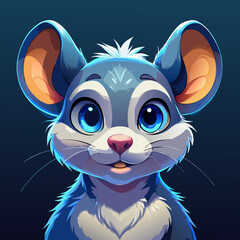 Adorable Cartoon Mouse with Big Blue Eyes Illustration