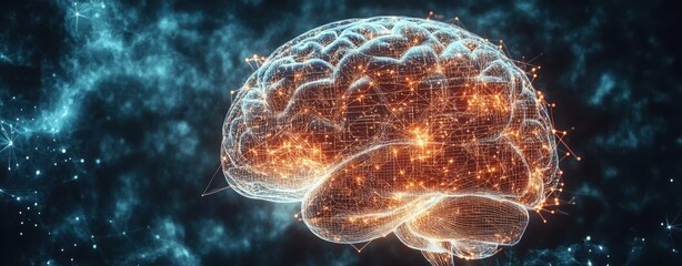 Futuristic Brain Visualization with Glowing Neural Connections