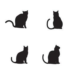 cat silhouette logo icon vector illustration template design