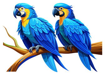 Two Vibrant Blue Macaws Perched on a Branch