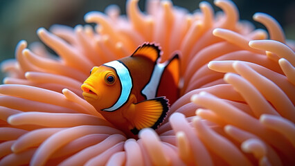 Clownfish in Pink Sea Anemone