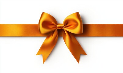 Fototapeta premium Elegant Orange Ribbon Bow on Smooth White Background