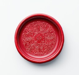 Elegant Red Decorative Plate with Intricate Floral Design