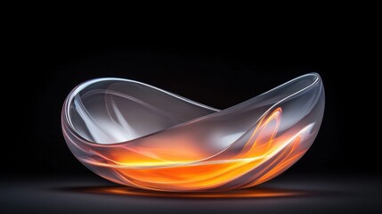 A glass bowl with orange and yellow flames inside.