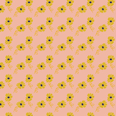 Fairy meadow with flowers seamless pattern. Cute feminine design 