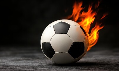 Naklejka premium Soccer Ball Ignited Flames Dynamic Action Sports Concept