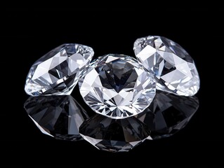 Gleaming Transparent Diamonds on a Black Background for Luxury Themes