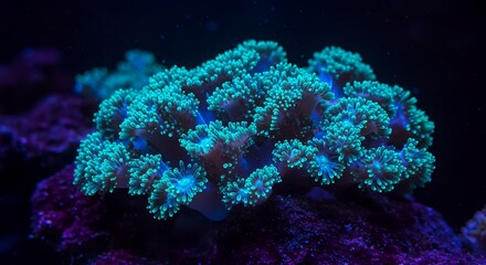 Fototapeta premium Coral Reef with Turquoise Green Polyps