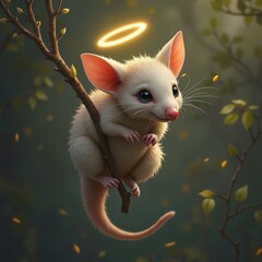 The image of a mouse with a halo