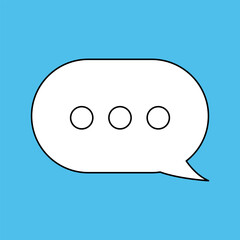 Set of blank white speech bubble in flat design, chatting box, message box icon. Balloon doodle style of thinking sign symbol. Speech bubble isolated on background. Communication, Discussion and Text