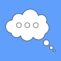 Set of blank white speech bubble in flat design, chatting box, message box icon. Balloon doodle style of thinking sign symbol. Speech bubble isolated on background. Communication, Discussion and Text