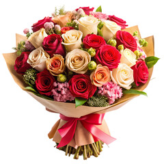 Beautiful Rose Bouquet Romantic Flowers Wedding Flowers Anniversary Flowers isolated on transparent background