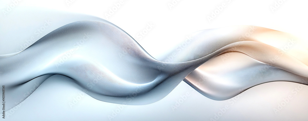 Aufkleber Elegant flowing curves of soft fabric against a light background creating a sense of motion and tranquility : Generative AI