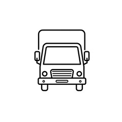 Front view delivery truck line icon for transport logistics