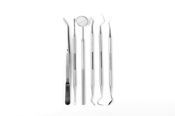 Dentist tools isolated on white background. Dentist Concept.Teethcare, dental health concept. Means...