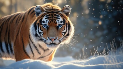 Obraz premium Tiger in snowy forest