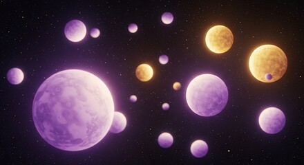 Planets Floating in Space with Starry Background