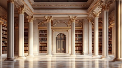 Obraz premium Classic neoclassical building with decorative columns and fine craftsmanship high resolution picture