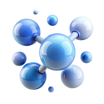 Transparent molecules with different angles, 3d rendering plastic style icon isolated on transparent background PNG file download.