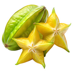 Fototapeta premium Starfruit isolated on transparent background 