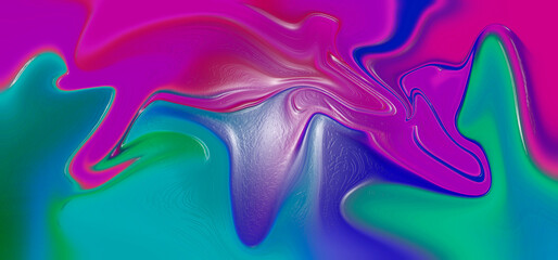 Vivid Abstract Liquid Texture with Bright Pink, Purple, Green, and Blue Swirls Creating a Dynamic Background