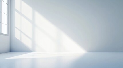 Bright empty room with large windows, soft light streaming in, minimalistic design, ideal for creative space or studio use