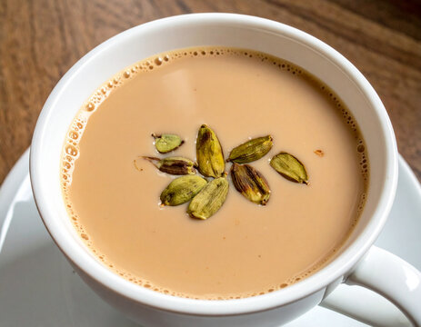 A steaming cup of aromatic chai (tea), a beloved beverage enjoyed throughout Pakistan, often served with cardamom and milk.