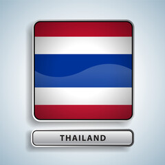 Thailand flag square button Isolated on color gradient background. Exclusive Icon flag