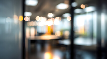 Dynamic office environment blurred interior view modern workspace bright atmosphere professional setting