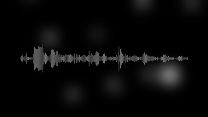 Simple minimalistic equalizer, white lines on black background. Digital sound vibrations of talking Sound wave or frequency digital movement on transparent background with alpha channel