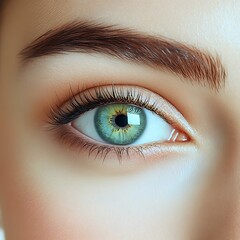 Obraz premium Close-up of a captivating, light-green eye