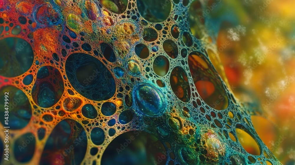 Poster dynamic abstract art exploration digital creation colorful patterns surreal environment close-up vie
