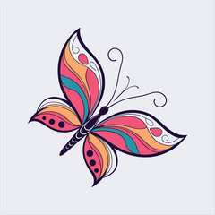 Obraz premium Colorful Decorative Butterfly Illustration – Vibrant Artistic Design for Nature, Beauty, and Creative Branding.