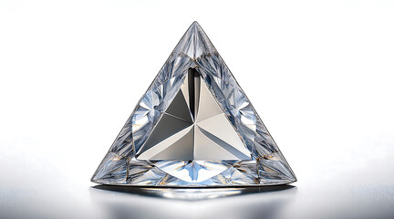 Triangle Shaped Crystal Clear Diamond on White Background