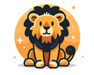 Fototapeta premium Cute lion cartoon vector illustration. Cute animal character design.