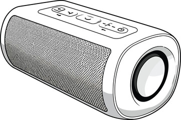 Portable Bluetooth Speaker, Black and White Vector Illustration
