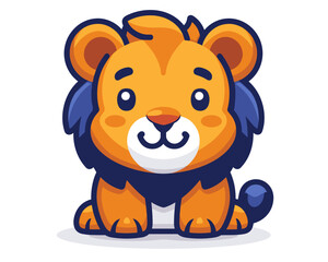 Cute Lion Mascot Cartoon Character Vector Icon Illustration Design