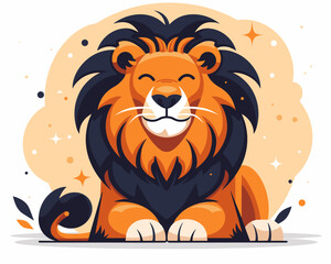 Fototapeta premium Cute Lion Mascot Cartoon Character Vector Icon Illustration Design
