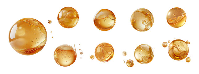 Golden oil bubble with photorealistic details and a glossy finish
