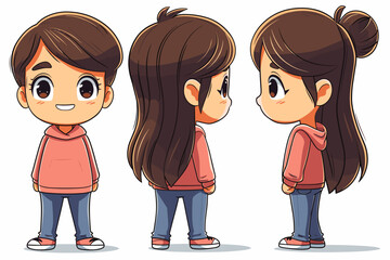 Cute little boy and girl with different emotions. Vector illustration.