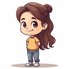 Obraz premium Cute little girl cartoon. Vector illustration. Cute little girl.