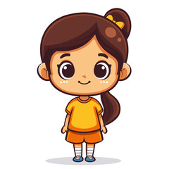 Obraz premium Cute little girl cartoon isolated on white background. Vector illustration
