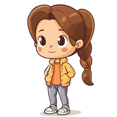 Cute little girl cartoon isolated on white background. Vector illustration