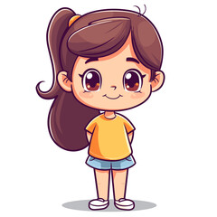 Obraz premium Cute little girl cartoon. Vector illustration. Cute little girl.