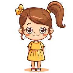 Cute little girl cartoon. Vector illustration. Cute little girl.