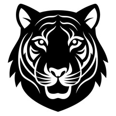 tiger head vector silhouette  on white  background