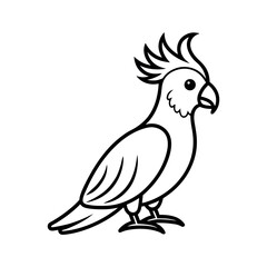 outline of a cockatoo line art vector
