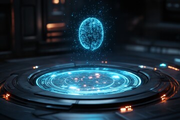 Abstract holographic interface with digital globe and futuristic data visualization