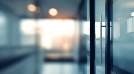 Blurry office interior door background modern workplace photography soft lighting contemporary perspective