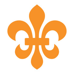 Fleur-de-Lis Illustration | Orange Decorative Symbol Isolated on White Background